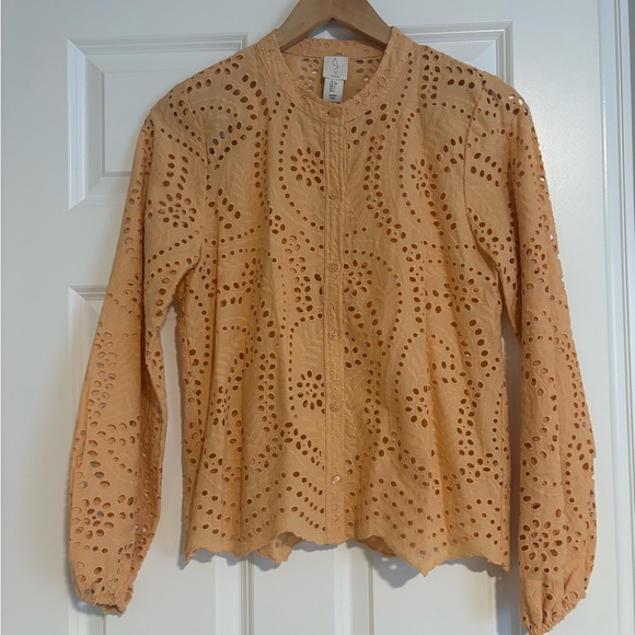 Joie Peach Eyelet Blouse - Picture 1 of 3